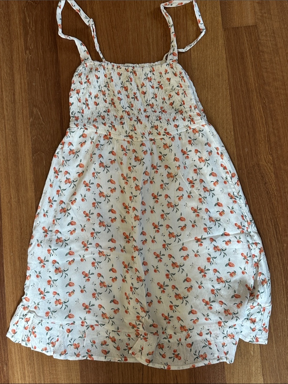 American Eagle White Sundress with Peach Print